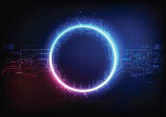 Glowing ring with circuit patterns on a grid