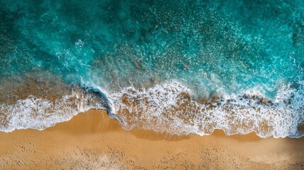 Captivating ocean waves, serene beach landscape with crashing waves on golden sand