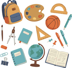 Back to School Icon Set Illustration in Doodle Style