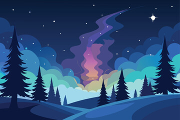 Naklejka premium winter landscape with forest