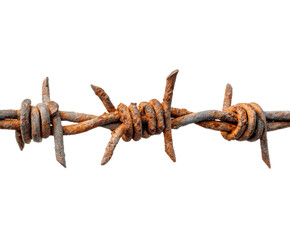 Rusty barbed wire fence rural industrial concept