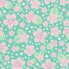 Cherry Blossom Seamless Vector Patterns in Soft Pastel Colors