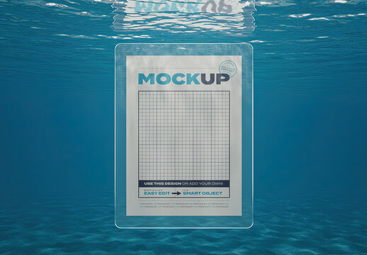 Vertical Poster Image Mockup Underwater