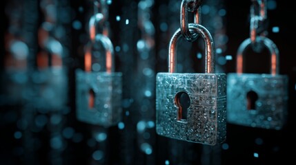 Padlock and chain, symbolizing security, protection, peace of mind closeup