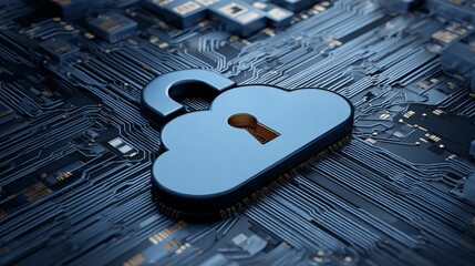 Locked computer chip, symbolizing data security, cybersecurity, and protection in the digital age