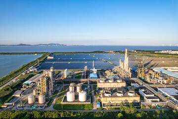 oil refinery with solar power station