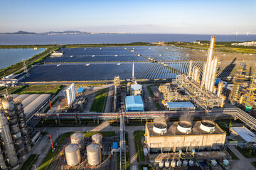oil refinery with solar power station