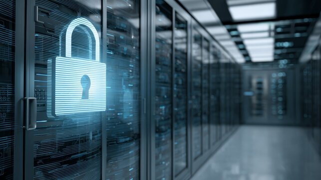 Enhancing server security, robust lock symbolizing data protection and cybersecurity in modern digital landscape