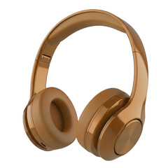 Stylish modern bronze over-ear headphones isolated on a white background with a subtle grid pattern
