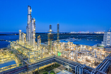 Naklejka premium aerial view of oil refinery
