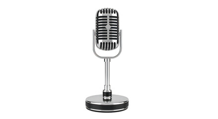 Retro Microphone On Stand Silver