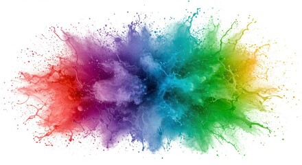 Rainbow colors explode in a dynamic splash creating an abstract background for vibrant creative art and design projects
