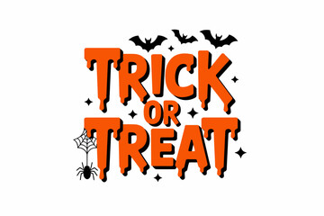 Trick or treat sign, Halloween bat and spider web, festive October celebration, Halloween party banner, spooky greeting card