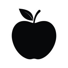 Fototapeta premium Apple Fruit with Leaf Simple Silhouette Design