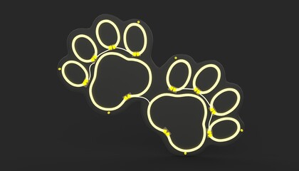 Dog Paw Neon Sign 3D model