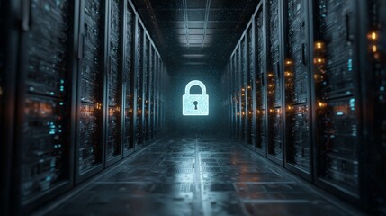 Fototapeta premium Mysterious long hallway with locked door, a journey into the unknown locked