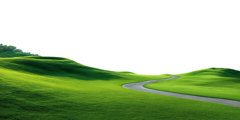 Sunny golf course outdoors nature sports isolated on white and transparent backgruound, cut out png