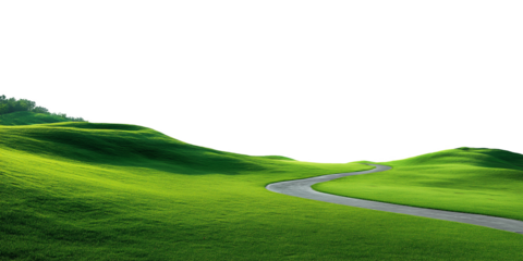 Sunny golf course outdoors nature sports isolated on white and transparent backgruound, cut out png