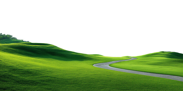 Sunny golf course outdoors nature sports isolated on white and transparent backgruound, cut out png