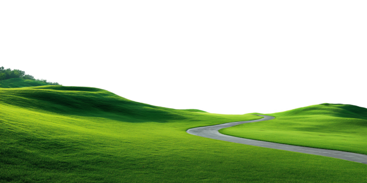 Sunny golf course outdoors nature sports isolated on white and transparent backgruound, cut out png