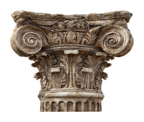 Obraz premium Historic corinthian column top ancient ruins architectural detail