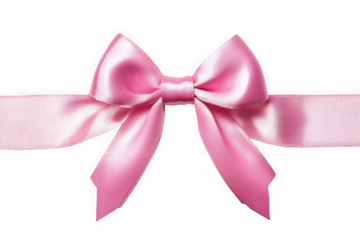 Pink satin ribbon bow isolated on transparent background
