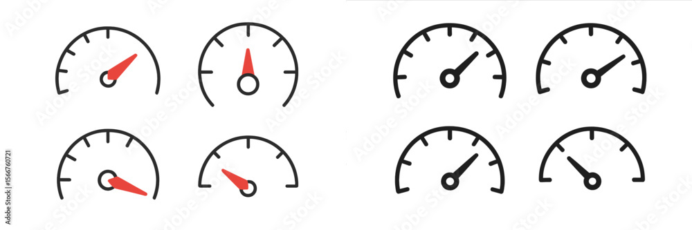 Aufkleber Comparison of speedometer designs showcasing different styles and metrics in a simple layout
