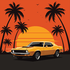 Classic Car Emblem Circle Logo Vector Art Design. Ready Made Vintage Car Logo Vector Art Illustration. Best for Classic Logo Design