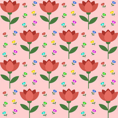 Colorful floral pattern design digital artwork bright background vibrant environment aesthetic viewpoint, seamless pattern