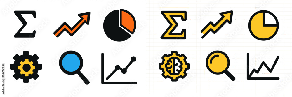 Poster Graphic icons representing data analysis tools and metrics commonly used in business settings