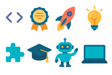 Fototapeta premium Creative icons representing technology, education, and innovation in digital learning environments
