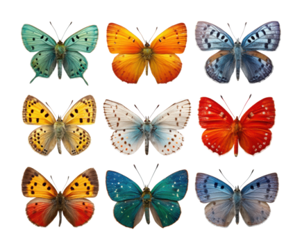 Colorful butterfly collection display nature digital insect diversity
