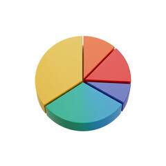 Fototapeta premium Colorful 3D pie chart icon for data analysis and business statistics. clear infographic representing financial report, market share, and progress. Simple and organized