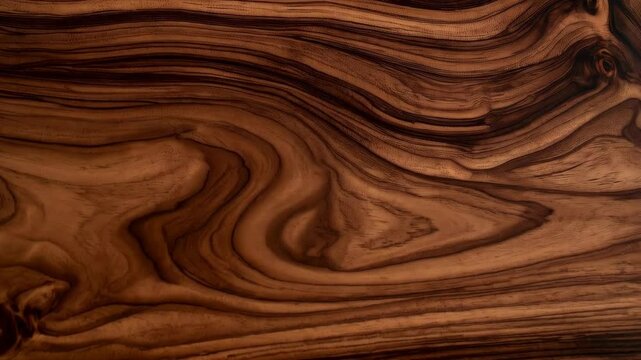 Close up of intricately patterned dark brown wood grain surface for texture and material design element
