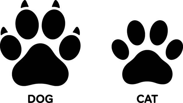 Black dog and cat paw prints vector illustration graphic design symbol set animal footprint