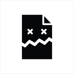 Corrupted file Icon. Broken File symbol. Vector Illustration for web design. Isolated on white background.