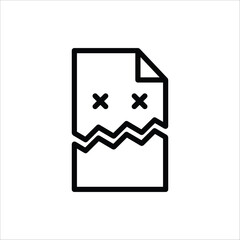 Corrupted file Icon. Broken File symbol. Vector Illustration for web design. Isolated on white background.