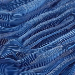 Blue line art guilloche pattern. Vector abstract striped background. Squiggle thin lines. Ripple subtle curve. Template for watermark, money, banknote, cheque, diploma, certificate EPS10 Generative AI