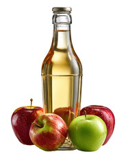 Apple Juice in Bottle - Clear Apple Juice in a Labeled Glass Bottle on Transparent Background

