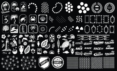 Tropical island vacation beach resort and racing emblems collection vector © vector Art