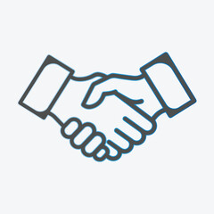 Business handshake icon symbolizing agreement partnership and cooperation in a clean line art style