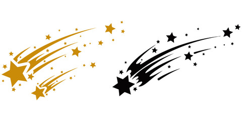 Star Burst, Abstract illustration of multiple stars with trails emanating, evoking the feeling of movement and celebration. Perfect for design projects. 