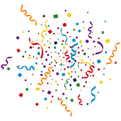 Colorful celebration with a vibrant explosion of paint splashes and falling confetti patterns