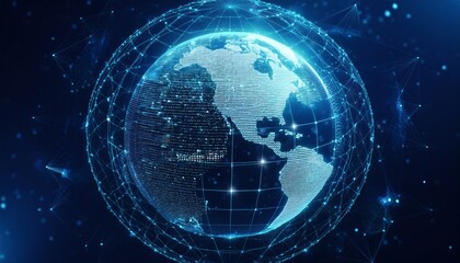 Obraz premium digital world globe centered on usa concept of global network and connectivity on earth data transfer and cyber technology information exchange illustration