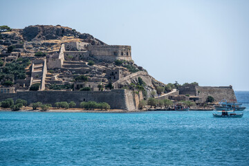 picturesque landscape with a view of the mountains and the sea on the island of Crete