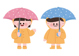 우산 쓴 어린이 캐릭터