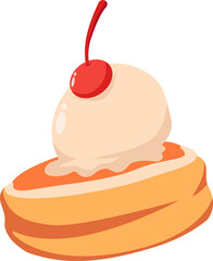 Cartoon Pancake Ice Cream Cake Illustration