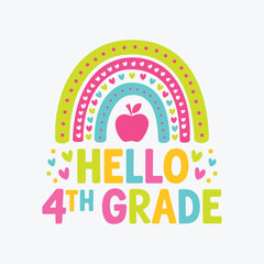Hello 4th grade t shirt design, kindergarten t shirt design