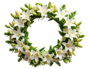 Fototapeta premium Tuberose Flower Wreath in Natural Style, isolated on a transparent background.