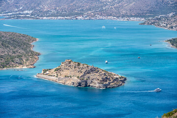 picturesque landscape with a view of the mountains and the sea on the island of Crete